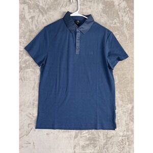 AG Adriano Goldschmied Men's Polo Shirt Medium, Blue, Short Sleeve, Golf Shirt